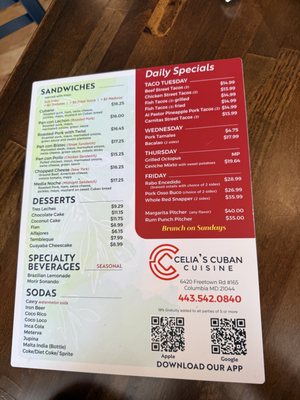 Menu photo 1 Celias Cuban Cuisine Columbia, MD Menu photo 1 Celias Cuban Cuisine Columbia, MD