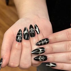 A&J Nail Spa - Gel-X fullset with chrome designs
