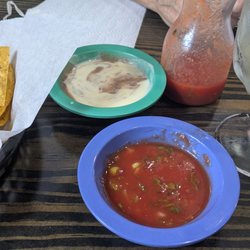 Warm chips, warm bean dip, the best chunky salsa that I've ever had and, of course, a margarita.