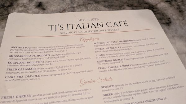 Menu photo 3 TJ's Italian Cafe Indian Rocks Beach, FL