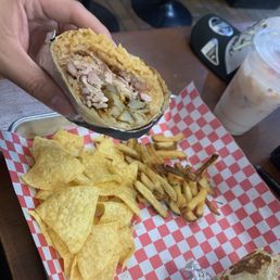 Chicken Burrito with fries inside