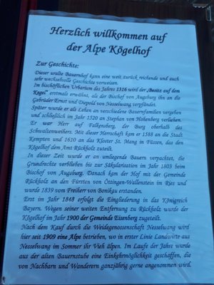 Menu photo 1 Alpe Kögelhof Eisenberg, BY Menu photo 1 Alpe Kögelhof Eisenberg, BY