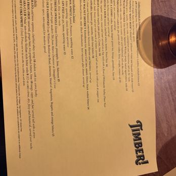 Timber! - Menu - Bars Near Me - Johnson City, Tennessee