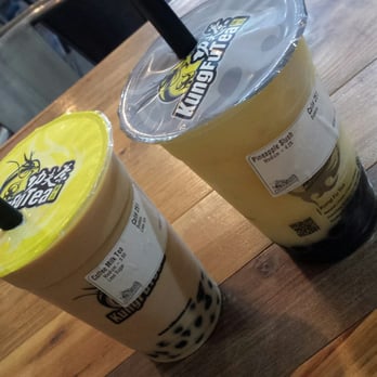 Kung Fu Tea - Coffee milk tea with bubbles, less sweet, less ice. Pineapple slush with bubbles. - Bubble Tea Near Me - Annandale, Virginia Kung Fu Tea - Coffee milk tea with bubbles, less sweet, less ice. Pineapple slush with bubbles. - Bubble Tea Near Me - Annandale, Virginia