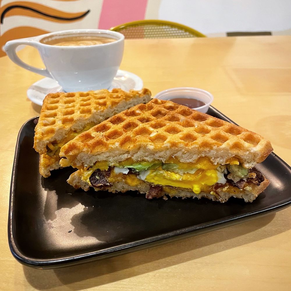 The Classic Wafflewich & Latte; Follow me on Instagram @RimyEats The Classic Wafflewich & Latte; Follow me on Instagram @RimyEats
