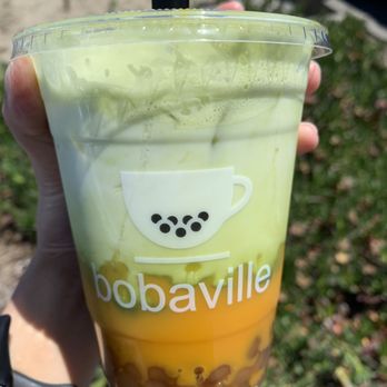 Bobaville - Mango matcha latte with housemade boba - Coffee & Tea Near Me - Daly City, California Bobaville - Mango matcha latte with housemade boba - Coffee & Tea Near Me - Daly City, California