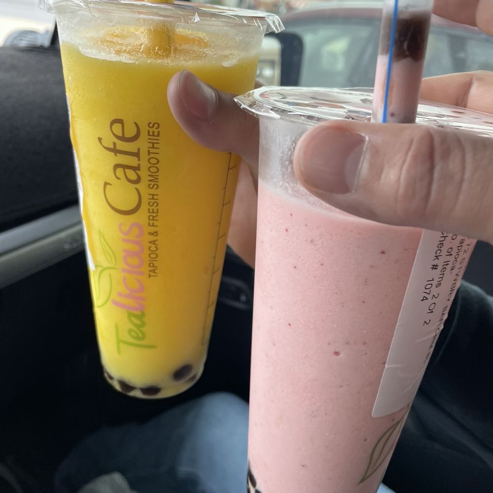 Tealicious Cafe - Mango Ice with tapioca and Strawberry Ice with tapioca. - Bubble Tea Near Me - San Antonio, Texas