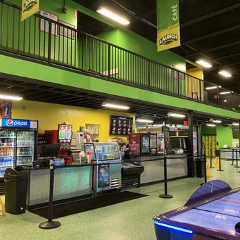 Launch Trampoline Park - Concessions and the upper level with individual rooms for groups - Trampoline Parks Near Me - Howard Beach, New York
