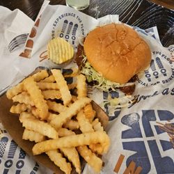 Social Tap - Nashville Hot Sando with double crisped crinkle-cut fries