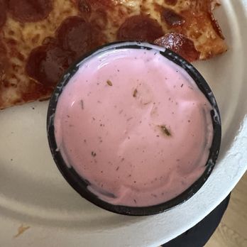 Dirty Pepperoni - Ranch dressing (pink color) - Pizza Near Me - Long Beach, California Dirty Pepperoni - Ranch dressing (pink color) - Pizza Near Me - Long Beach, California