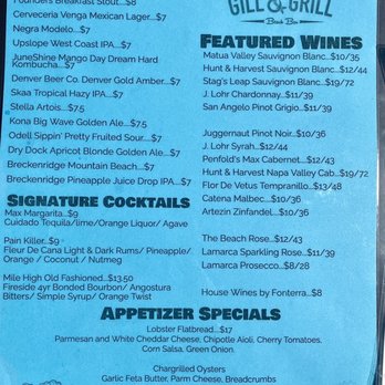 Max Gill and Grill - Drink menu - Seafood Near Me - Denver, Colorado