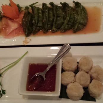 Peppermint Thai Cuisine - Spinach potsticker special and steamed shrimp shumai - Thai Near Me - Pepper Pike, Ohio Peppermint Thai Cuisine - Spinach potsticker special and steamed shrimp shumai - Thai Near Me - Pepper Pike, Ohio