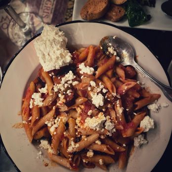 Bacchus - Tomato, feta and eggplant (penne) - Italian Near Me - Richmond, Virginia Bacchus - Tomato, feta and eggplant (penne) - Italian Near Me - Richmond, Virginia