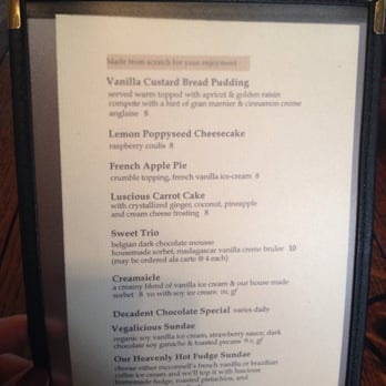 Robins Restaurant - Dessert Menu - New American Near Me - Cambria, California