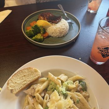 Acadia 876 Bar and Grill - Chicken, broccoli, Alfredo. Teriyaki Salmon with rice and veggies. - Breakfast & Brunch Near Me - Ellsworth, Maine Acadia 876 Bar and Grill - Chicken, broccoli, Alfredo. Teriyaki Salmon with rice and veggies. - Breakfast & Brunch Near Me - Ellsworth, Maine