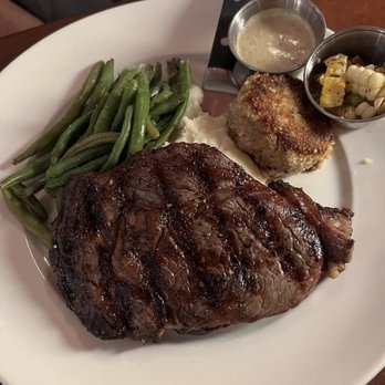 Blue Marlin - Ribeye, rare, with crab cake. - Seafood Near Me - Columbia, South Carolina