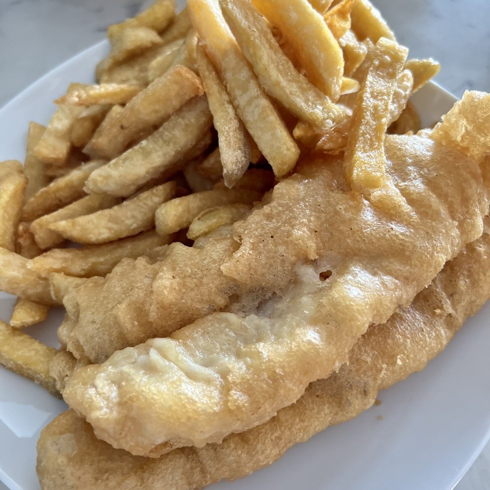 fish and chips on a plate