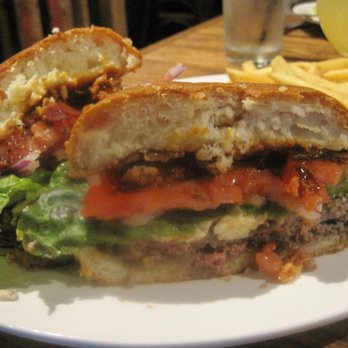 The Fix Burger Bar - Bacon Blue Burger---the addition of Frank's Hot Sauce was great! - Burgers Near Me - Worcester, Massachusetts