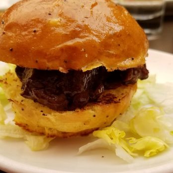 John Sparr Tavern - $2 Happy Hour BBQ Short Rib Beef Slider. Served on an onion poppy bun, this tasted so much better than the nasty beef taquito I had earlier. - American Near Me - Glendale, California John Sparr Tavern - $2 Happy Hour BBQ Short Rib Beef Slider. Served on an onion poppy bun, this tasted so much better than the nasty beef taquito I had earlier. - American Near Me - Glendale, California