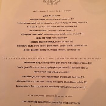 Aliment - The menu!! - New American Near Me - San Francisco, California