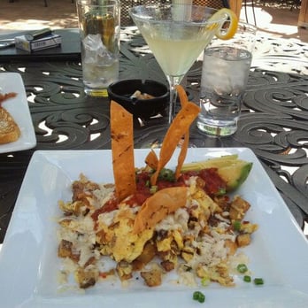 Hannah's Off The Square - Delicious migas w/avocado & One Eleven limoncello martini. Yum! - New American Near Me - Denton, Texas