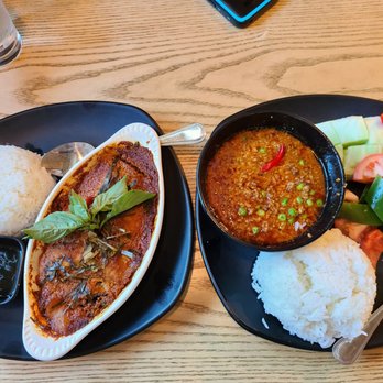 Phnom Penh Noodle House - LEFT- A-mok Trei(slightly overcooked) RIGHT- Pra-hok Ktiss(Perfect) - Noodles Near Me - Seattle, Washington Phnom Penh Noodle House - LEFT- A-mok Trei(slightly overcooked) RIGHT- Pra-hok Ktiss(Perfect) - Noodles Near Me - Seattle, Washington