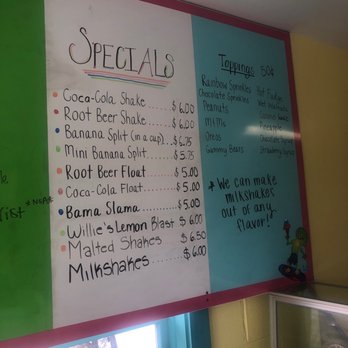 Wakeboard Willie's - specials on the menu - Ice Cream & Frozen Yogurt Near Me - Littleton, North Carolina Wakeboard Willie's - specials on the menu - Ice Cream & Frozen Yogurt Near Me - Littleton, North Carolina