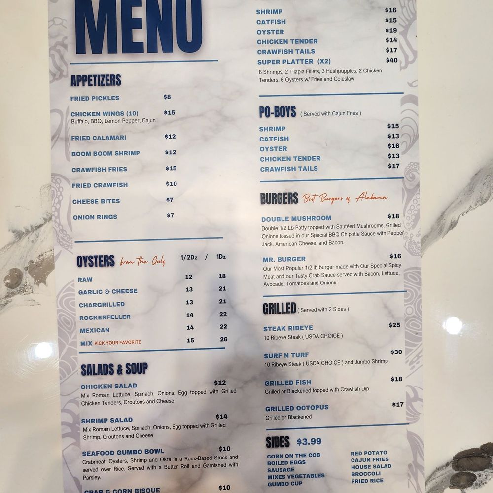 Superior Crab - menu2 - Seafood Near Me - Foley, Alabama