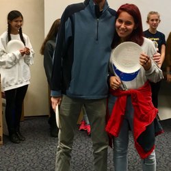 Eastwood Middle School - Coach Geile gives Z a paper plate award