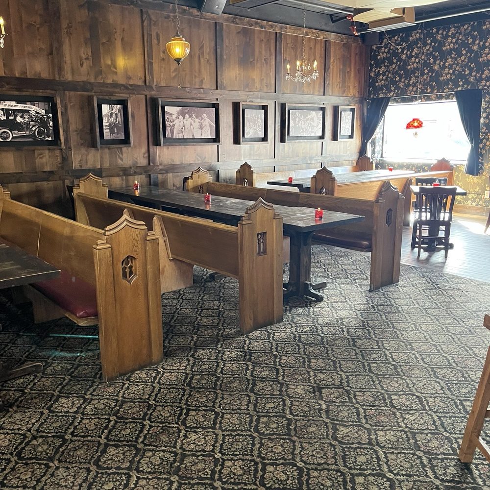 Cornish Pasty Co - Church seats are a wonderful touch. - British Near Me - Flagstaff, Arizona