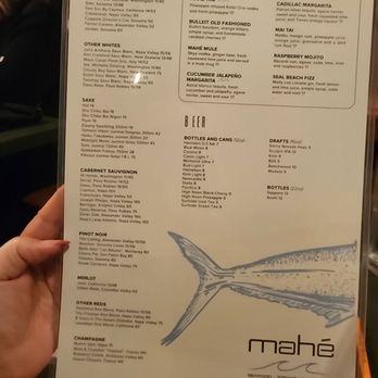 Mahé - Menu - Seafood Near Me - Seal Beach, California