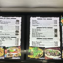 Jims menu not showing price of food. So you don't know what you're paying for.