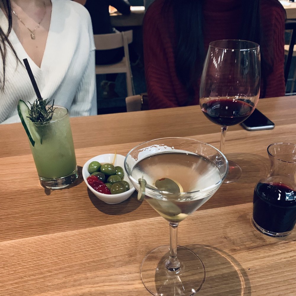 Cortina - Behind the Green Door, house red, gin martini. - Italian Near Me - Seattle, Washington Cortina - Behind the Green Door, house red, gin martini. - Italian Near Me - Seattle, Washington
