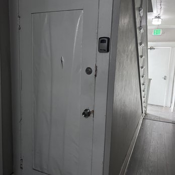 WestStar Property Management - Door got puffy from some sort of pressure, maybe a gas leak? WestStar's solution was to cut the pocket open - Property Management Near Me - Gardena, California WestStar Property Management - Door got puffy from some sort of pressure, maybe a gas leak? WestStar's solution was to cut the pocket open - Property Management Near Me - Gardena, California