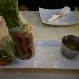 Sweet pork and crispy wonton spring rolls Sweet pork and crispy wonton spring rolls