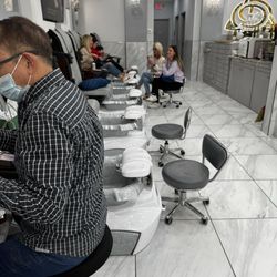 Divine Nail Bar - One line of their pedicure chairs.