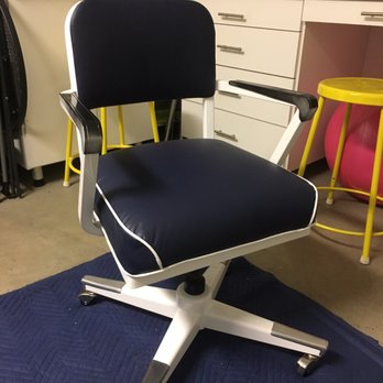Mr G's Custom Upholstery - Finished chair with Navy Blue and White Piping Upholstery - Furniture Reupholstery Near Me - Montebello, California Mr G's Custom Upholstery - Finished chair with Navy Blue and White Piping Upholstery - Furniture Reupholstery Near Me - Montebello, California