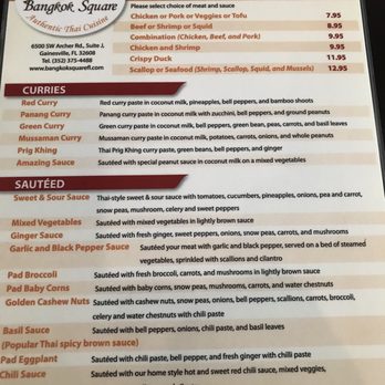 Bangkok Square - Menu - Thai Near Me - Gainesville, Florida