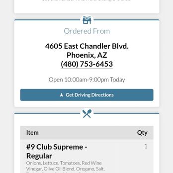 Jersey Mike's Subs - Receipt showing what I purchased - Sandwiches Near Me - Phoenix, Arizona