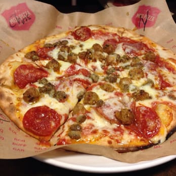 MOD Pizza - 11" Mad Dog, add salami and Canadian bacon, substitute regular sausage for spicy sausage, extra sauce and extra cheese. Perfect! - Pizza Near Me - Valencia, California MOD Pizza - 11" Mad Dog, add salami and Canadian bacon, substitute regular sausage for spicy sausage, extra sauce and extra cheese. Perfect! - Pizza Near Me - Valencia, California