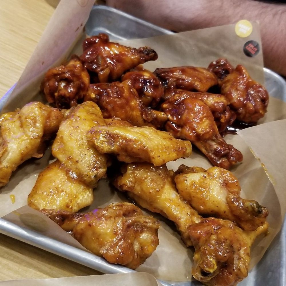 Buffalo Wild Wings - Large traditional (minus one my husband started on already) half bourbon honey mustard, half honey BBQ. - Chicken Wings Near Me - La Vale, Maryland Buffalo Wild Wings - Large traditional (minus one my husband started on already) half bourbon honey mustard, half honey BBQ. - Chicken Wings Near Me - La Vale, Maryland