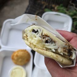 El Palacio Imperial - A tasty bean & cheese arepa and potato & cheese pastelito.