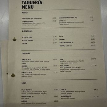 Taquería - Menu Nov 2024 - Mexican Near Me - London, XGL Taquería - Menu Nov 2024 - Mexican Near Me - London, XGL
