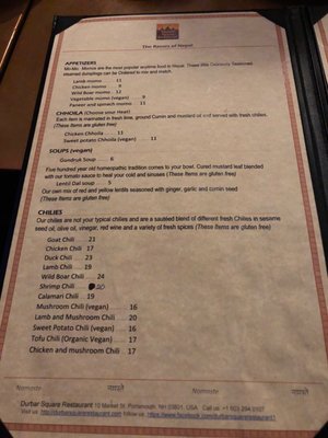Menu photo 7 Durbar Square Restaurant Portsmouth, NH