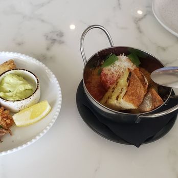Marina - FIRST appetizers... Fried calamari & artichoke, Pork & beef meatball (left to right) - Italian Near Me - Pasadena, California