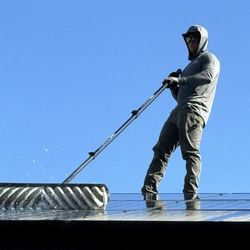 Clean Array - 7/10/2024: Clean Array Owner, Adam Leverton is cleaning twenty-one solar panels.