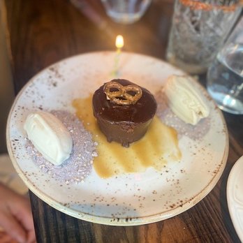 Fixe Austin's Southern House - Chocolate pretzel cake with salted Carmel ice cream - Southern Near Me - Austin, Texas