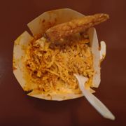 Photo of Mom's Spaghetti - Detroit, MI, United States. Spaghetti Bolognese with a slice of garlic bread