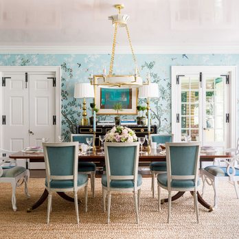 ABLAZE Design Group - Lake Forest Showhouse Dining Room featuring high gloss paint and luxury wallcoverings - General Contractors Near Me - Highwood, Illinois