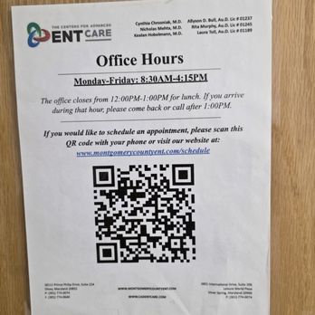Centers for Advanced ENT Care - Shows Office Hours - Ear Nose & Throat Near Me - Olney, Maryland Centers for Advanced ENT Care - Shows Office Hours - Ear Nose & Throat Near Me - Olney, Maryland